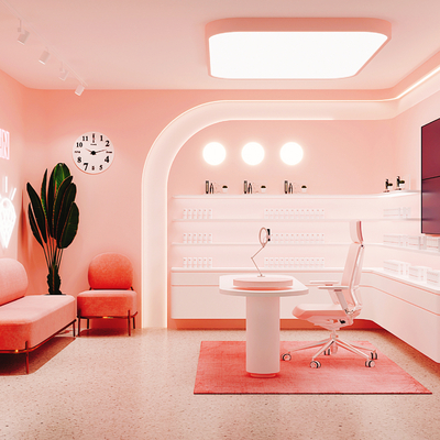  现代美妆店su模型 