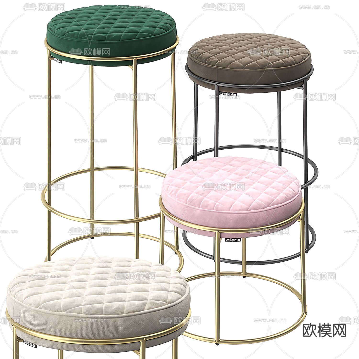现代布艺吧椅3d模型