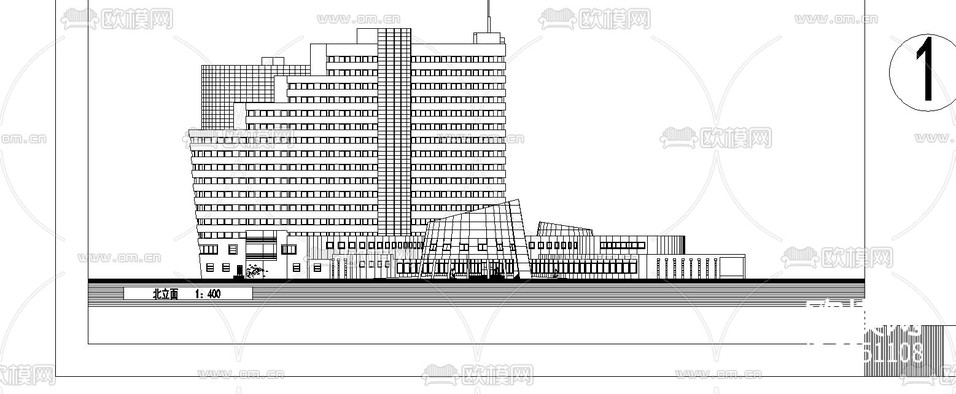 大學(xué)科技交流中心cad施工圖下載(渲染圖1)