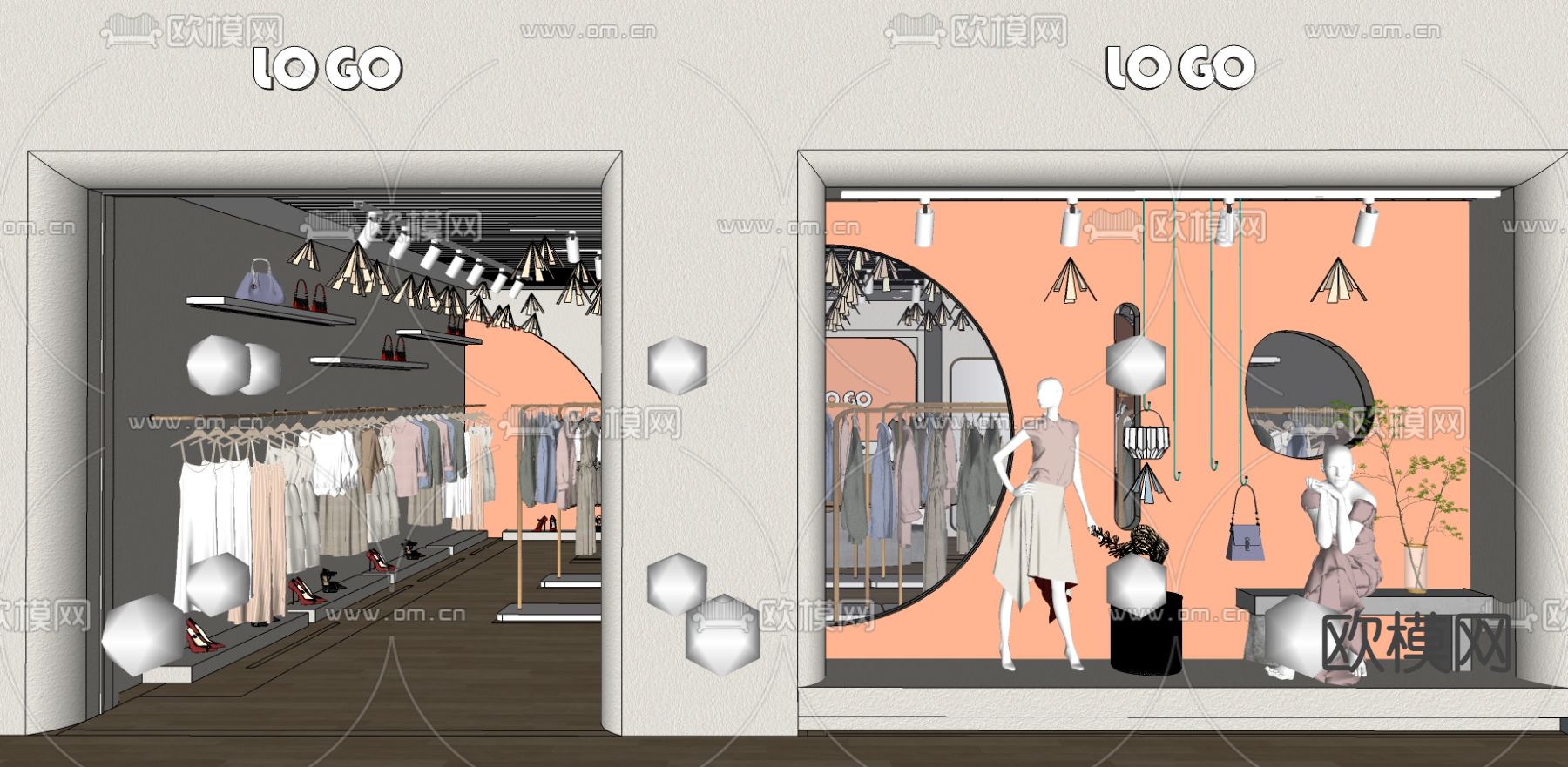 现代女装服装店su模型