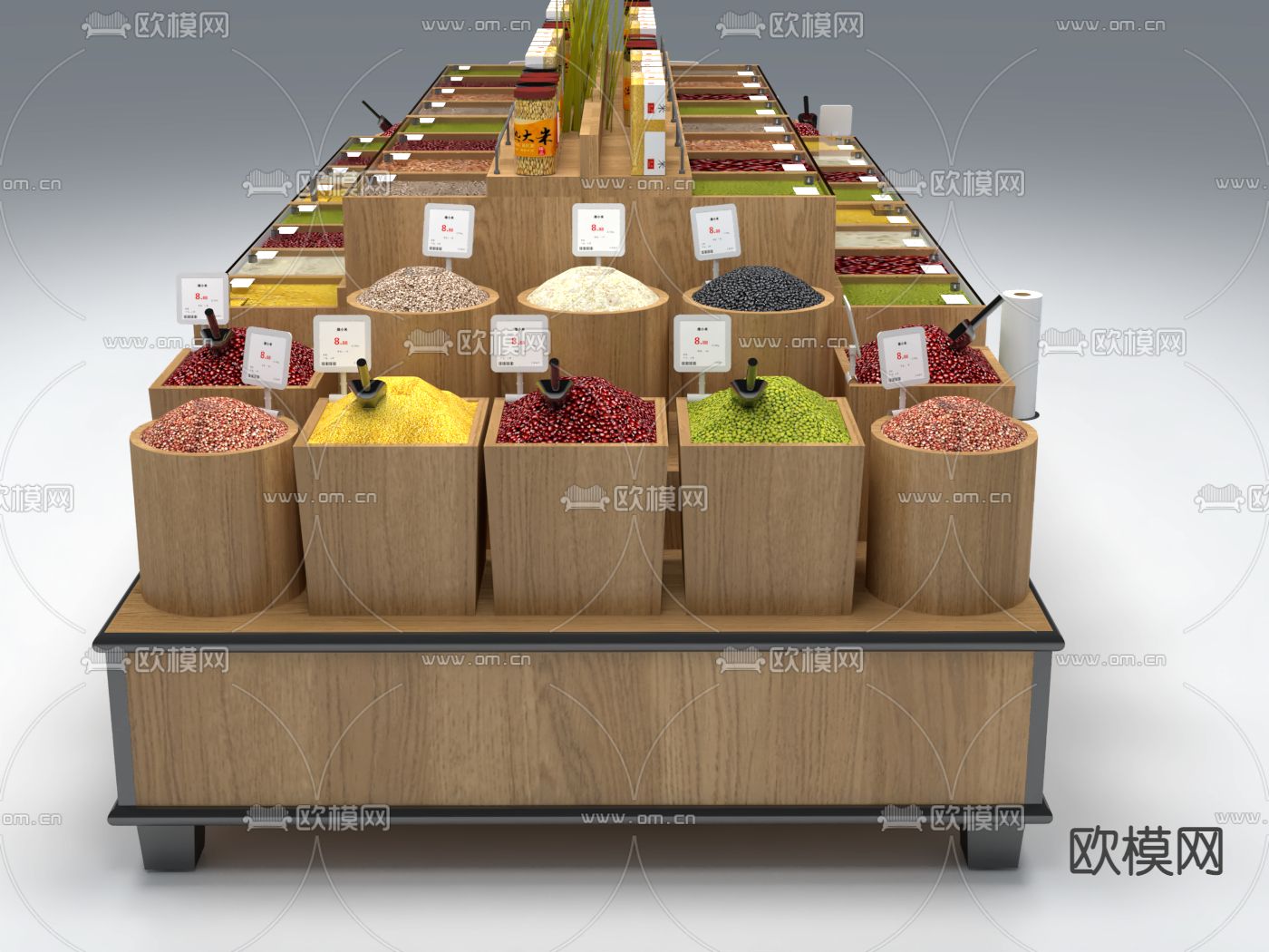 现代超市粮食货架su模型下载（渲染图5）