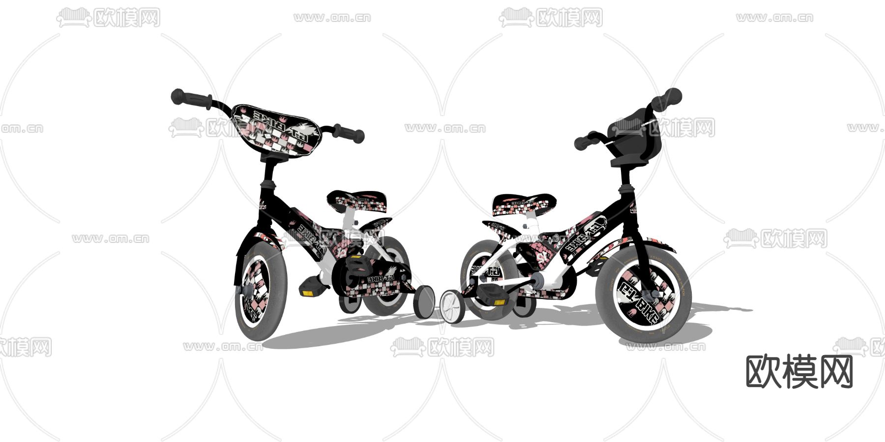 现代儿童自行车su模型