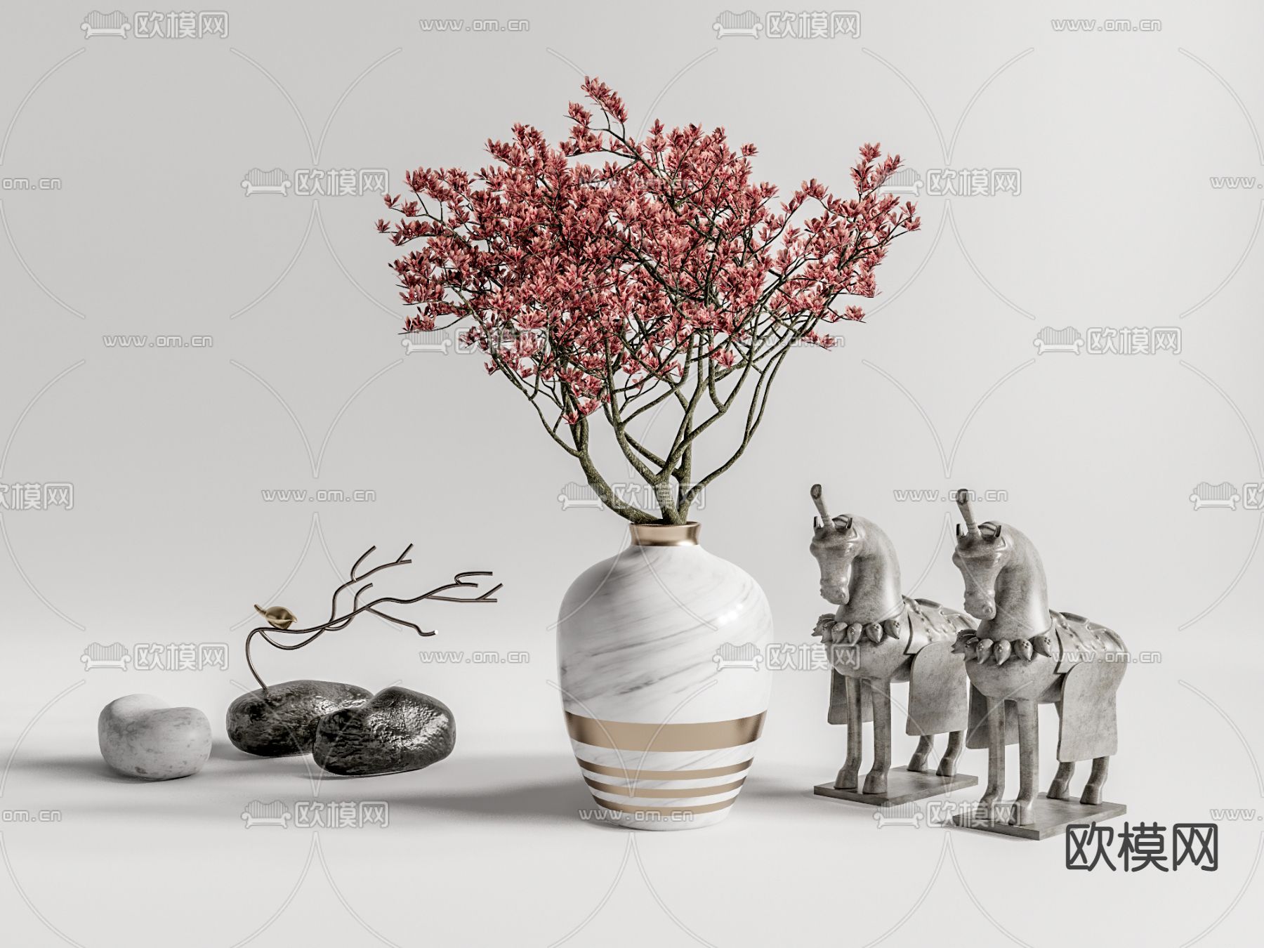 新中式花瓶饰品摆件su模型下载（渲染图1）