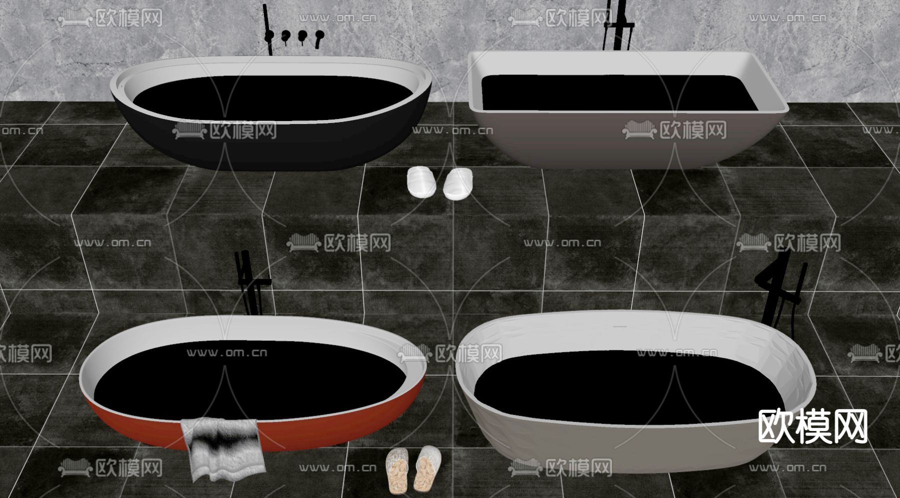 现代浴缸su模型