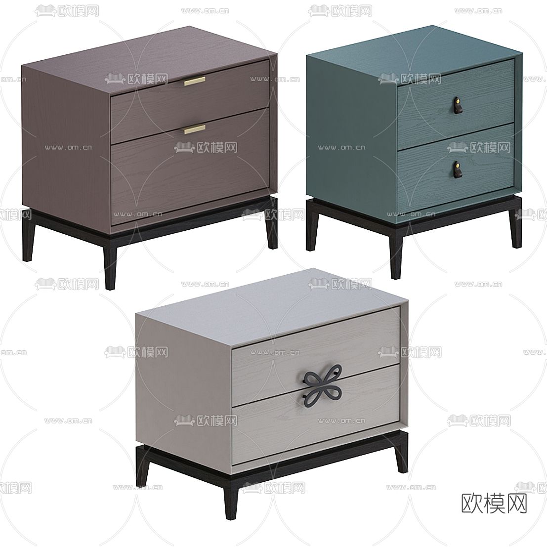 现代床头柜免费3d模型下载