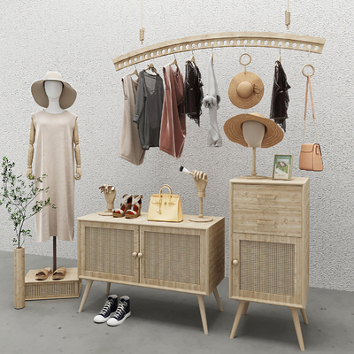  现代服装货架su模型 