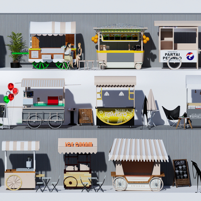  现代移动售货车su模型 