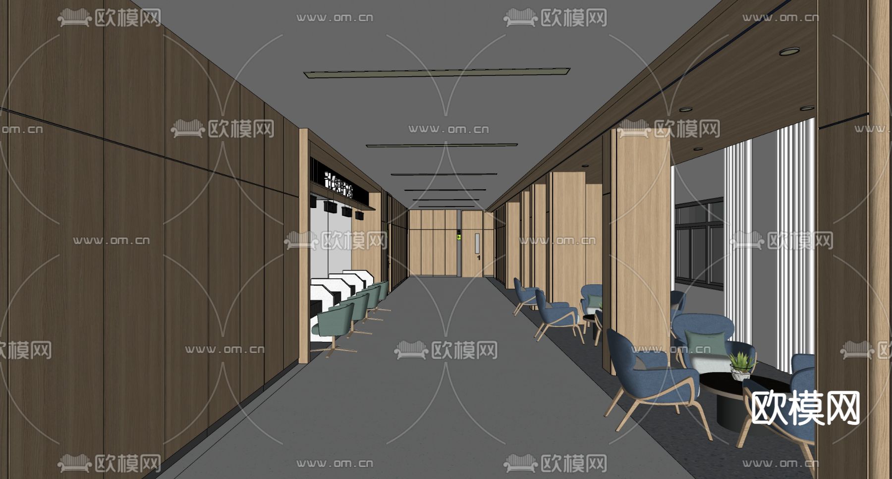 现代简约医院办事大厅su模型