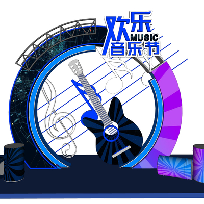  现代音乐节美陈舞台su模型 