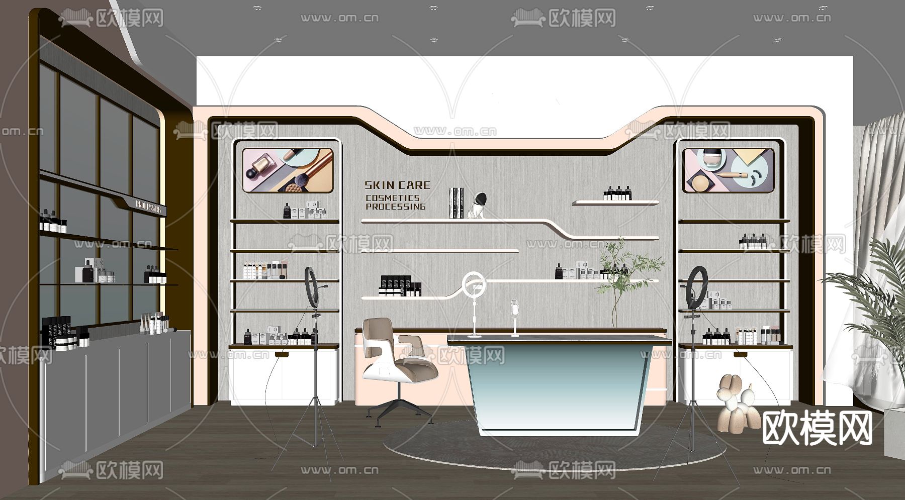 现代化妆品店直播间su模型下载（渲染图2）