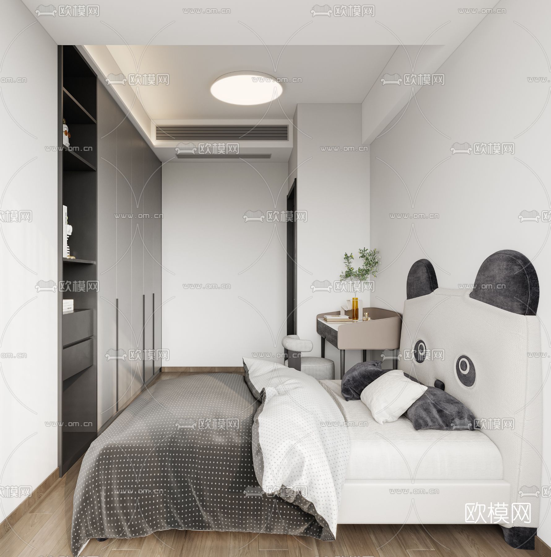 现代儿童房免费3d模型下载（渲染图1）