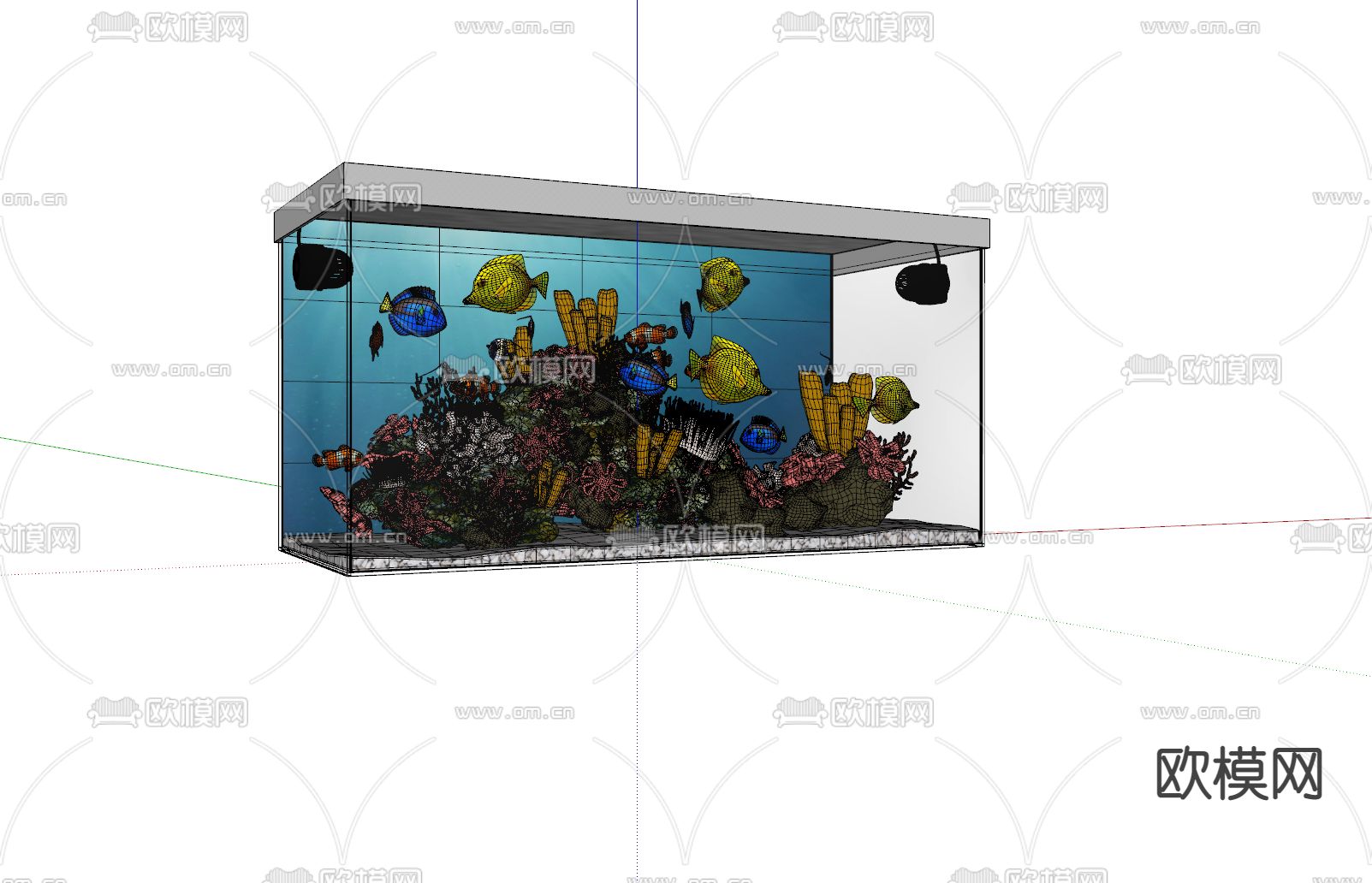 现代水族鱼缸su模型