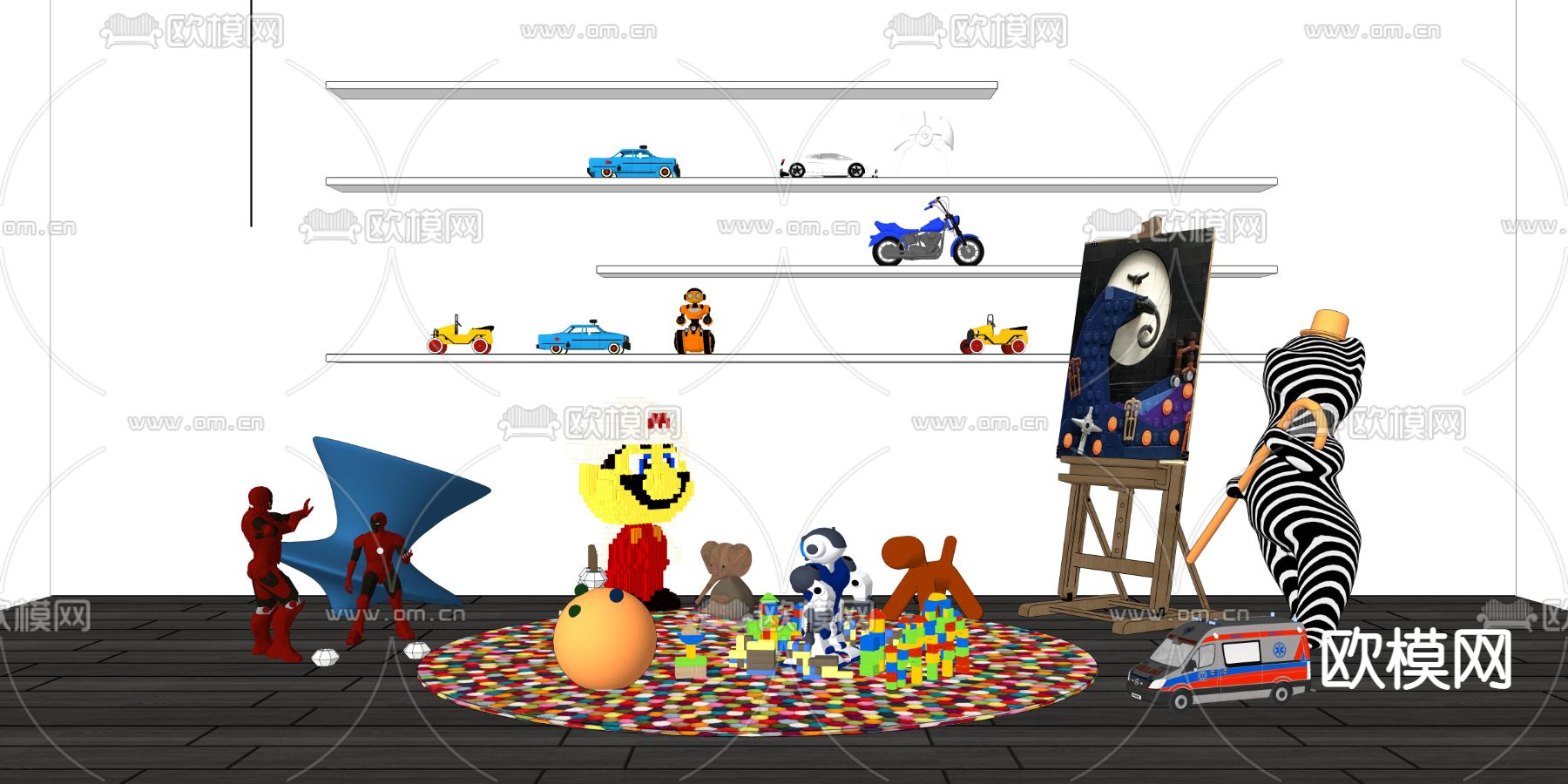 现代儿童玩具乐高su模型下载（渲染图2）