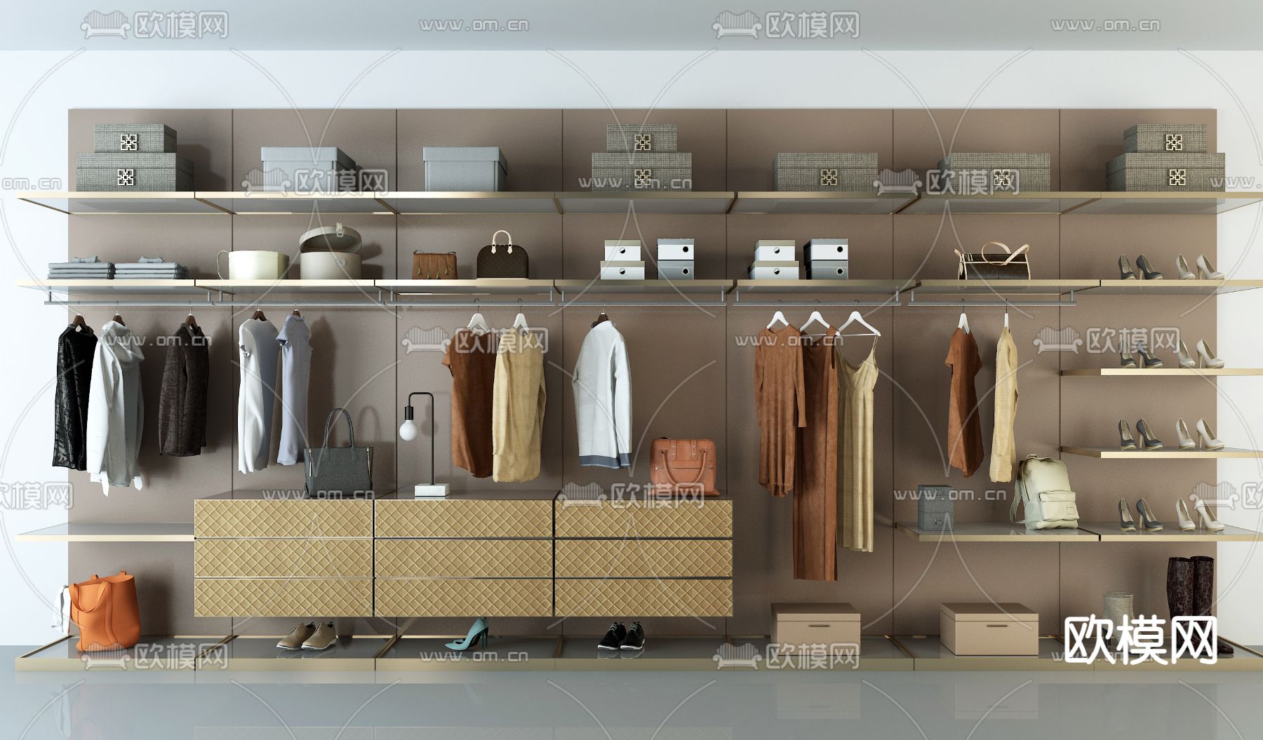 现代衣柜su模型下载（渲染图1）