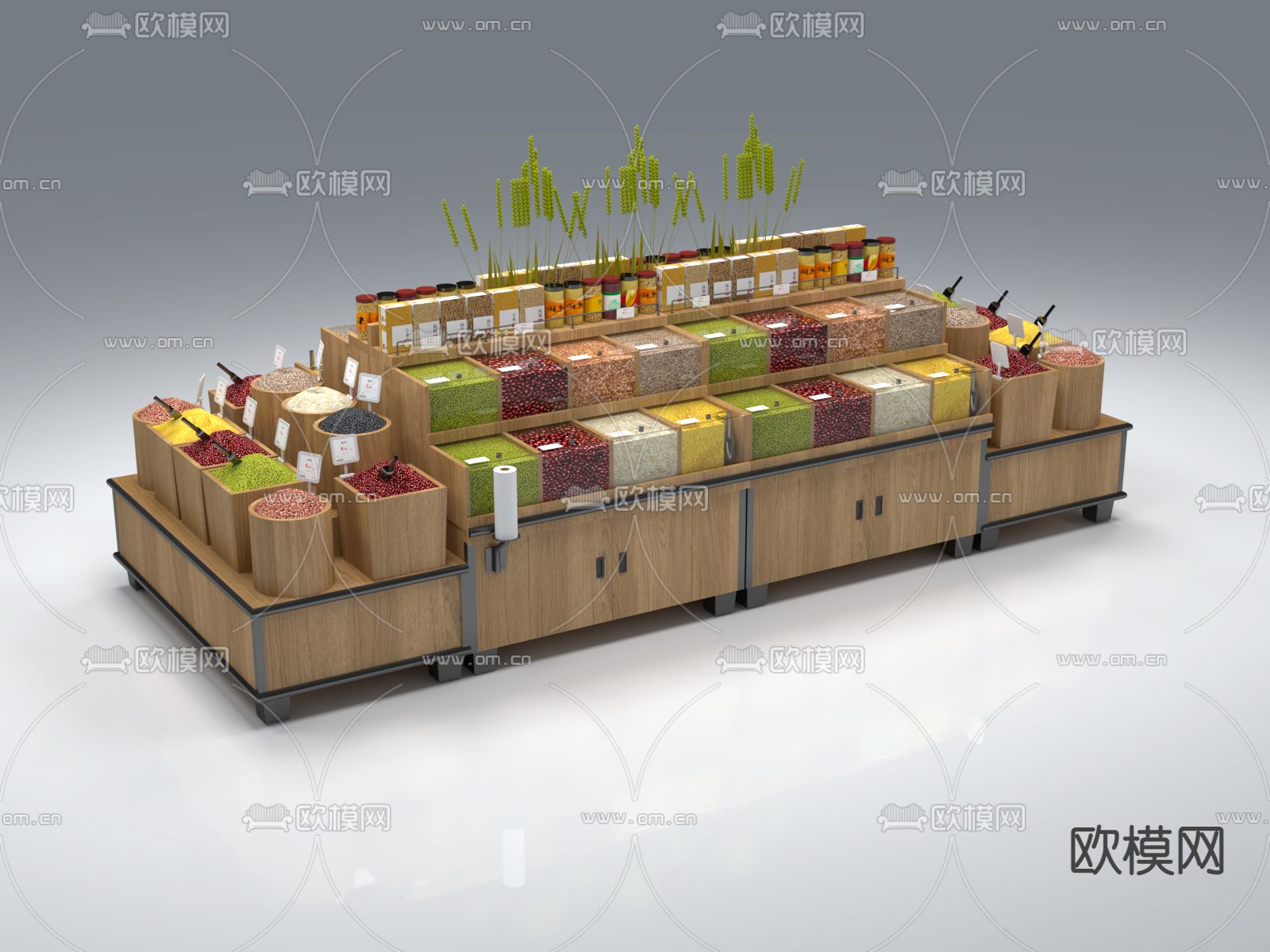 现代超市粮食货架su模型下载（渲染图3）