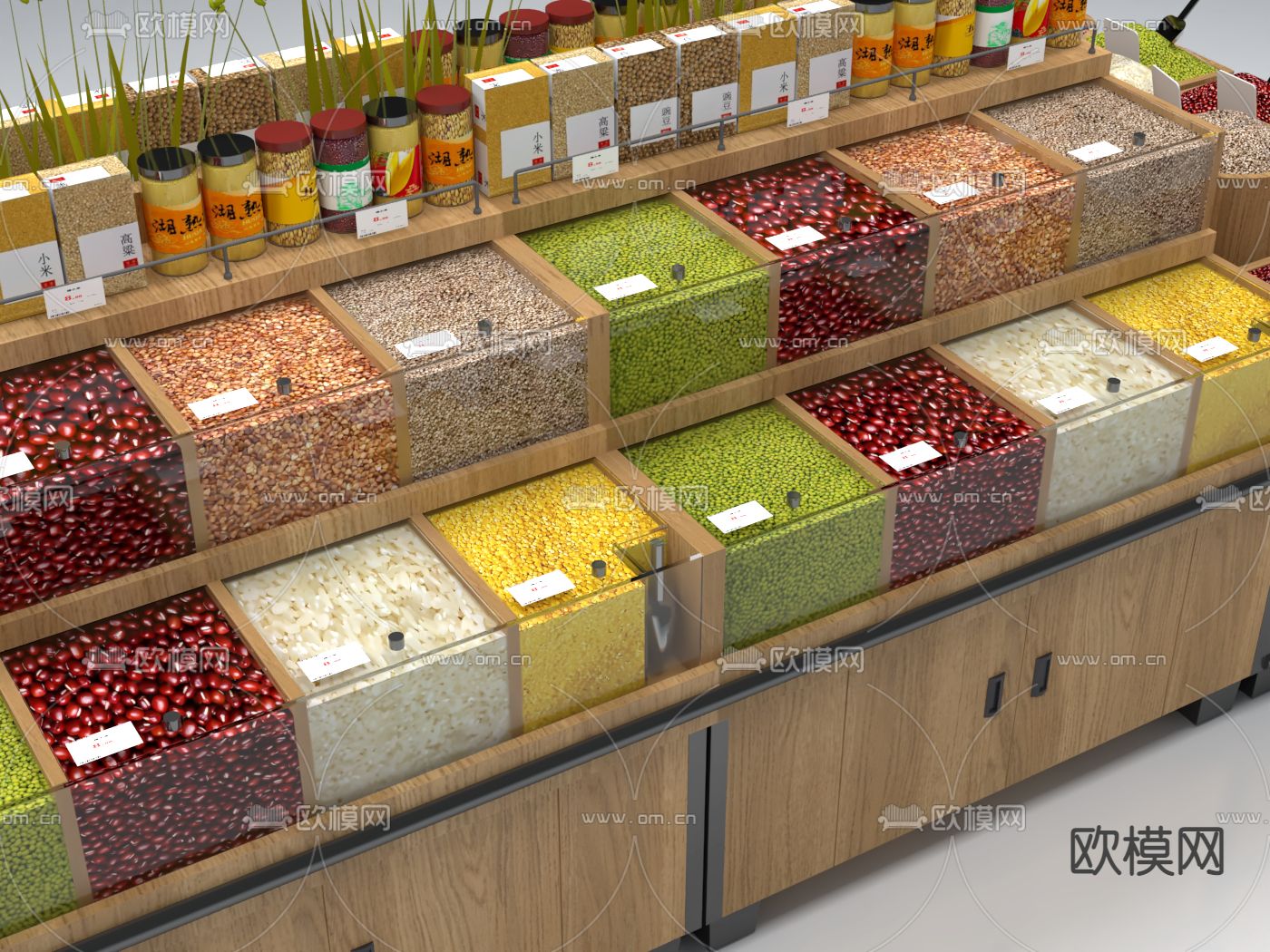 现代超市粮食货架su模型下载（渲染图6）