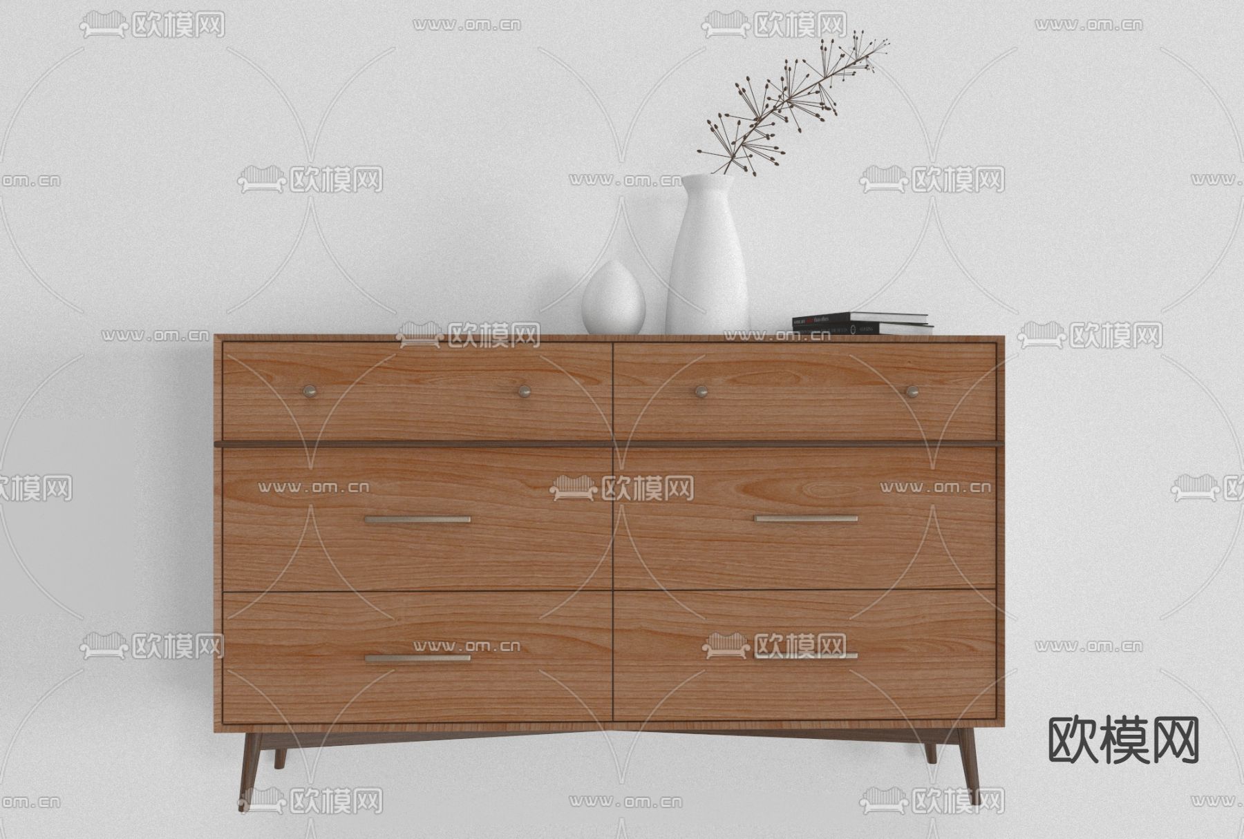 北欧实木边柜免费3d模型下载