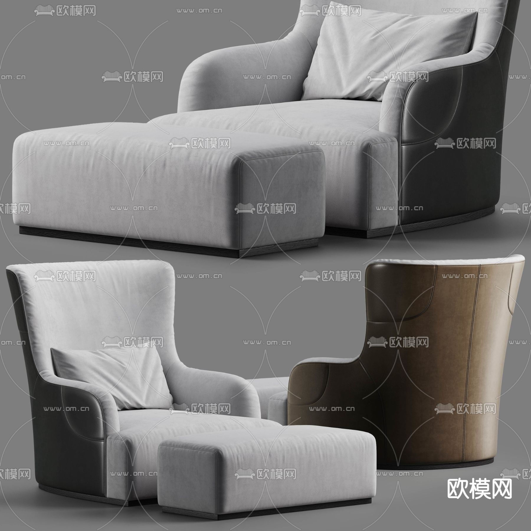 Meridiani 现代布艺休闲沙发3d模型下载（渲染图1）