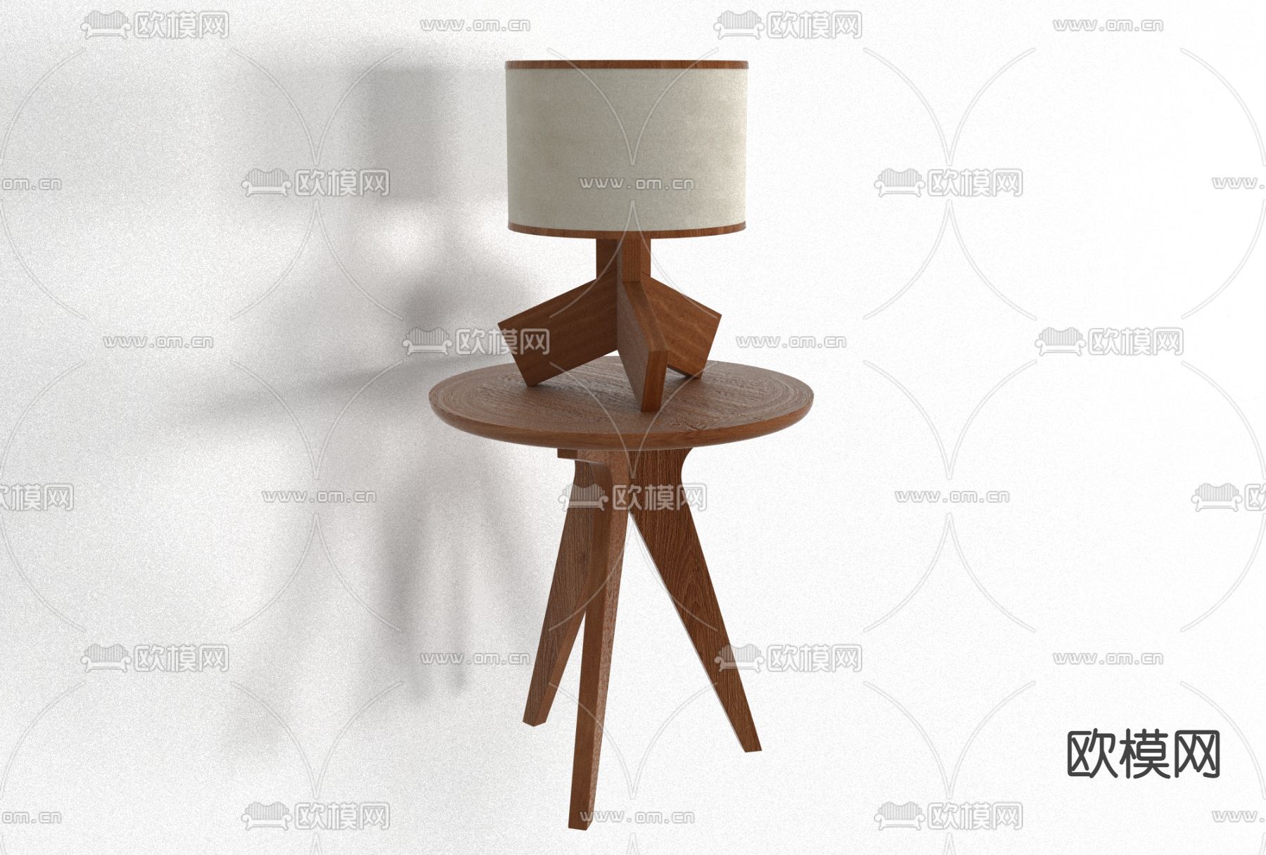 北欧实木床头柜免费3d模型下载