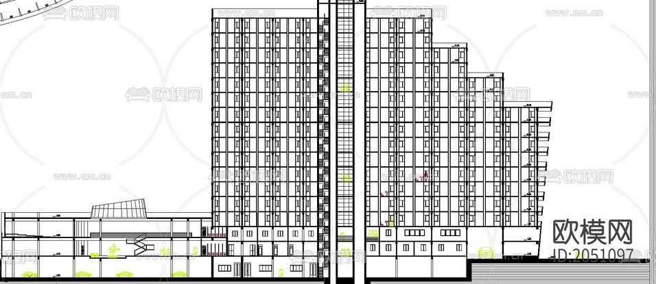 大學(xué)科技交流中心cad施工圖下載(渲染圖1)