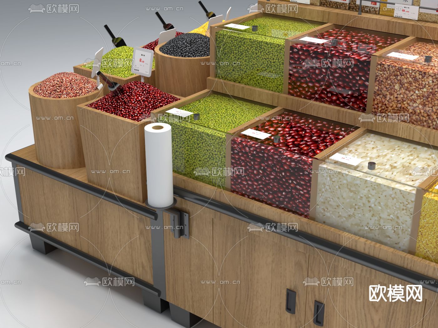 现代超市粮食货架su模型下载（渲染图7）