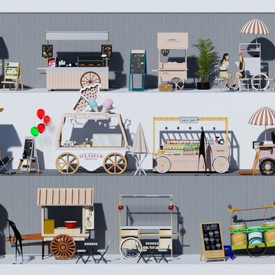  现代移动售货车su模型 