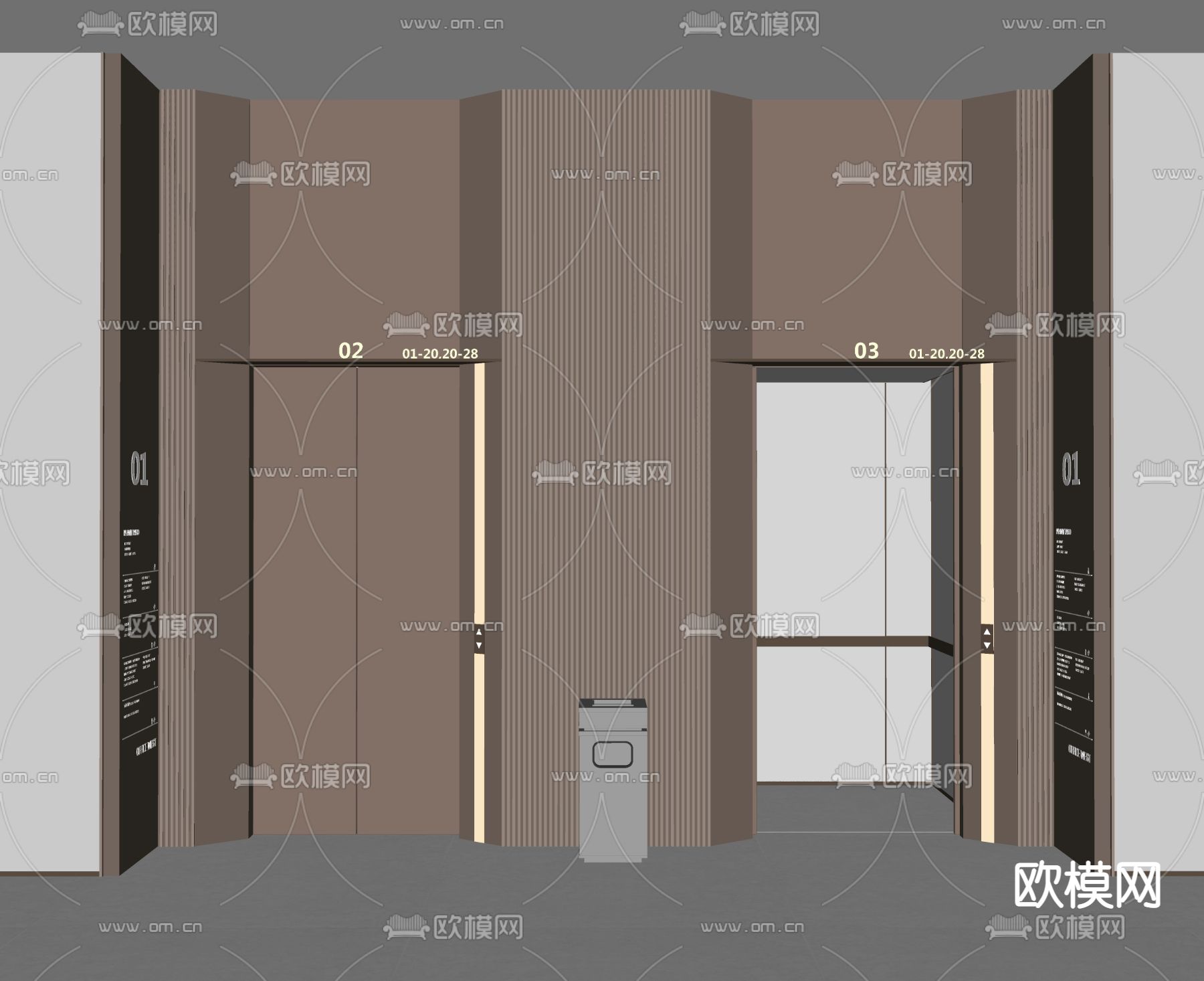现代酒店电梯厅su模型下载