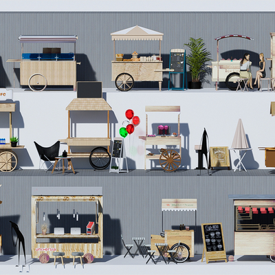  现代移动售货车su模型 