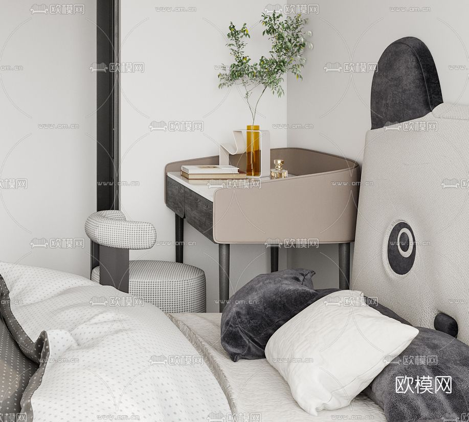 现代儿童房免费3d模型下载（渲染图2）