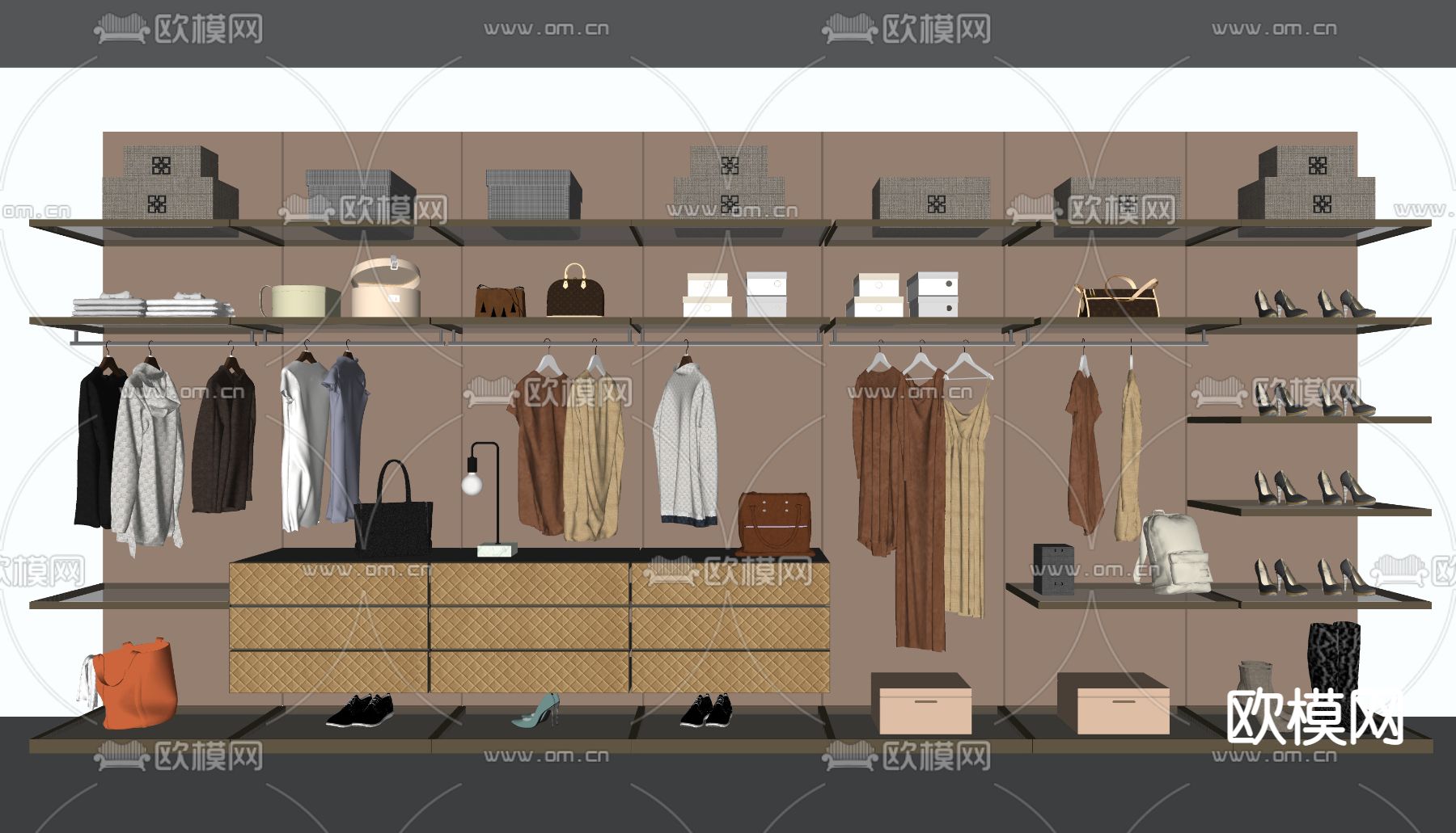 现代衣柜su模型下载（渲染图2）