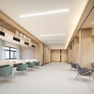  现代简约医院办事大厅su模型 