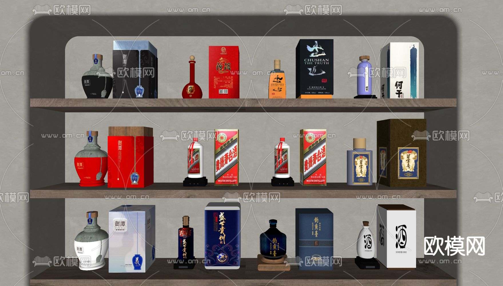 现代白酒su模型下载（渲染图2）