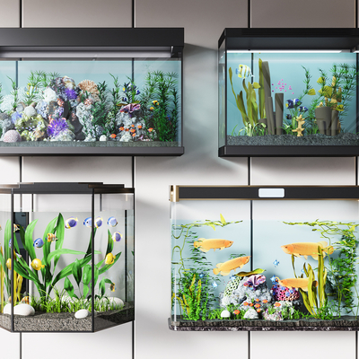  现代玻璃鱼缸su模型 