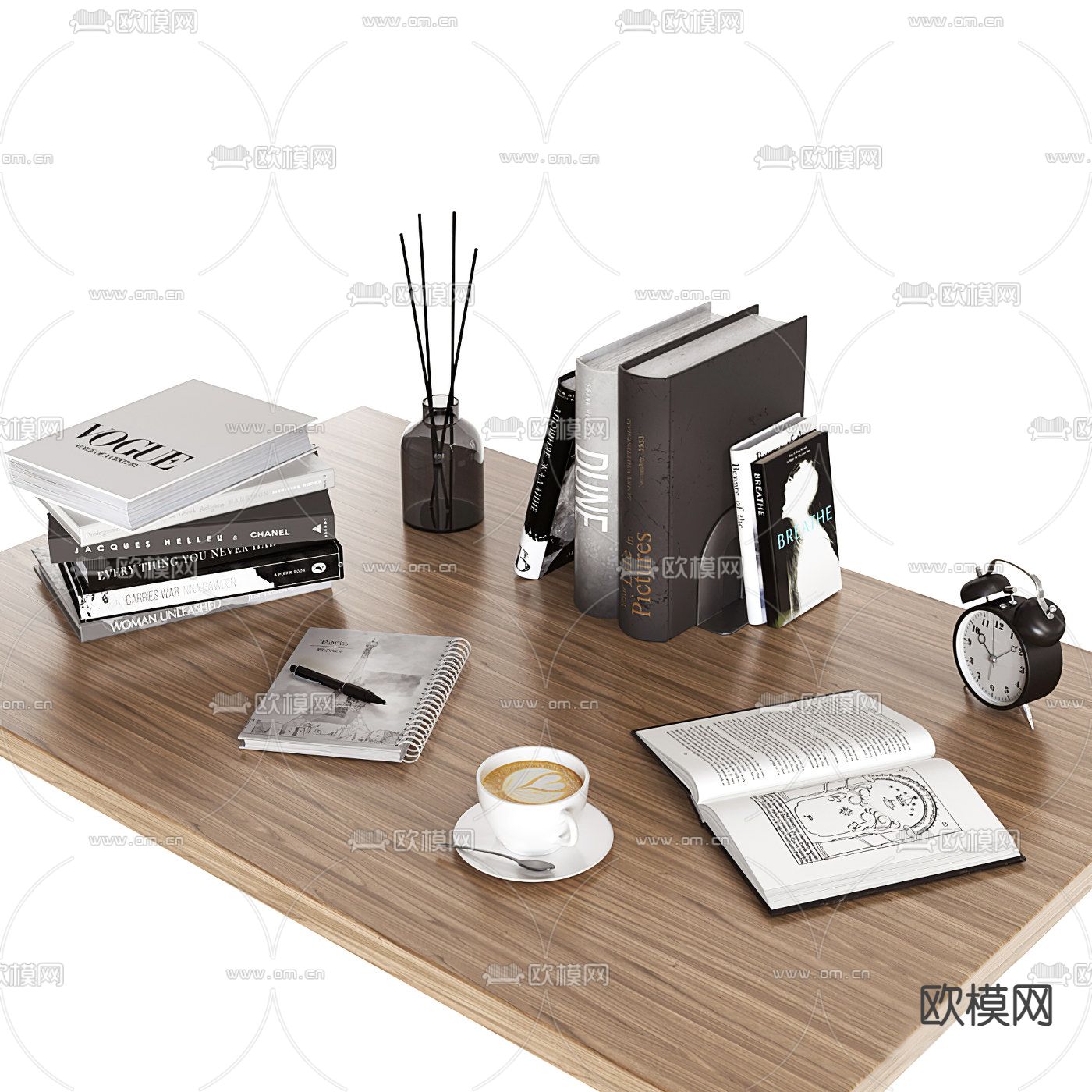 现代书籍文具办公用品3d模型