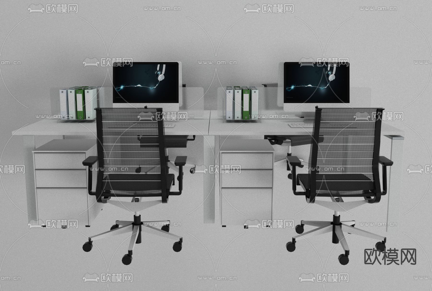 现代办公屏风卡位免费3d模型下载