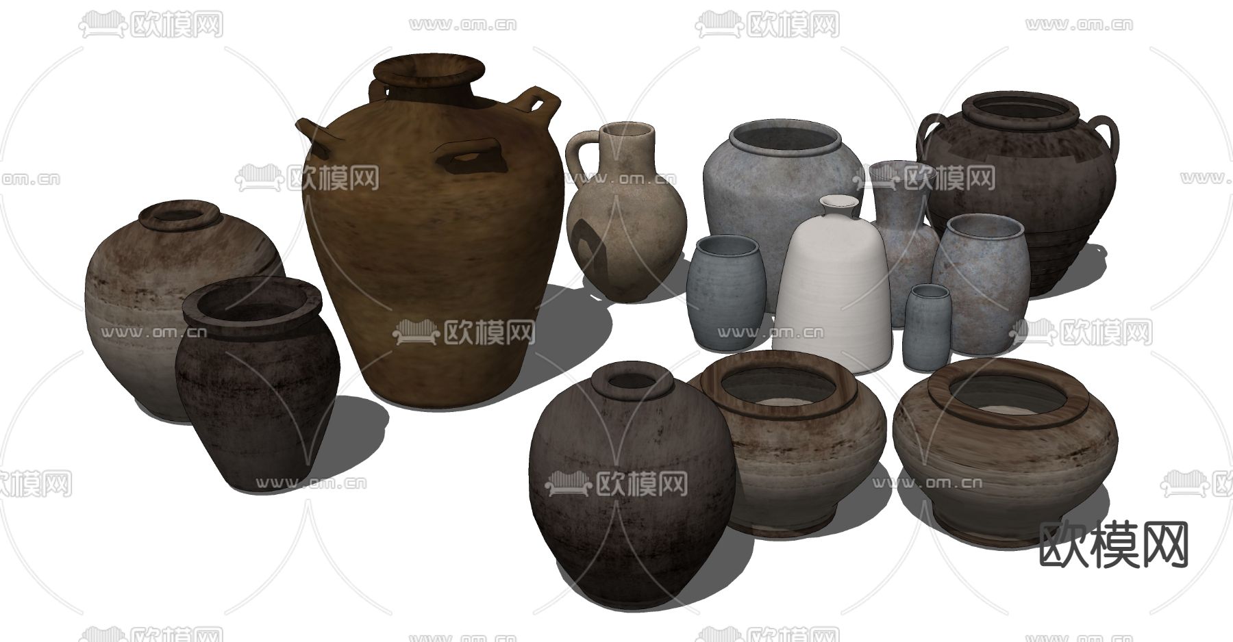 侘寂风陶罐器皿su模型
