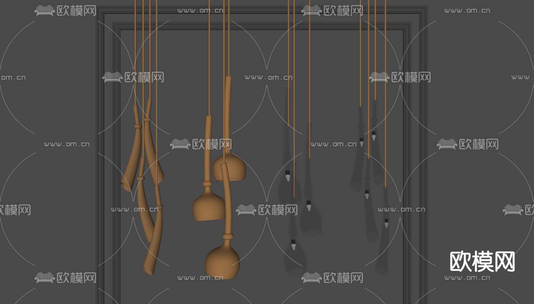 现代轻奢玻璃吊灯su模型下载（渲染图2）