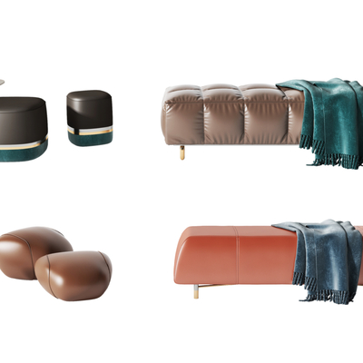  现代沙发凳脚踏su模型 