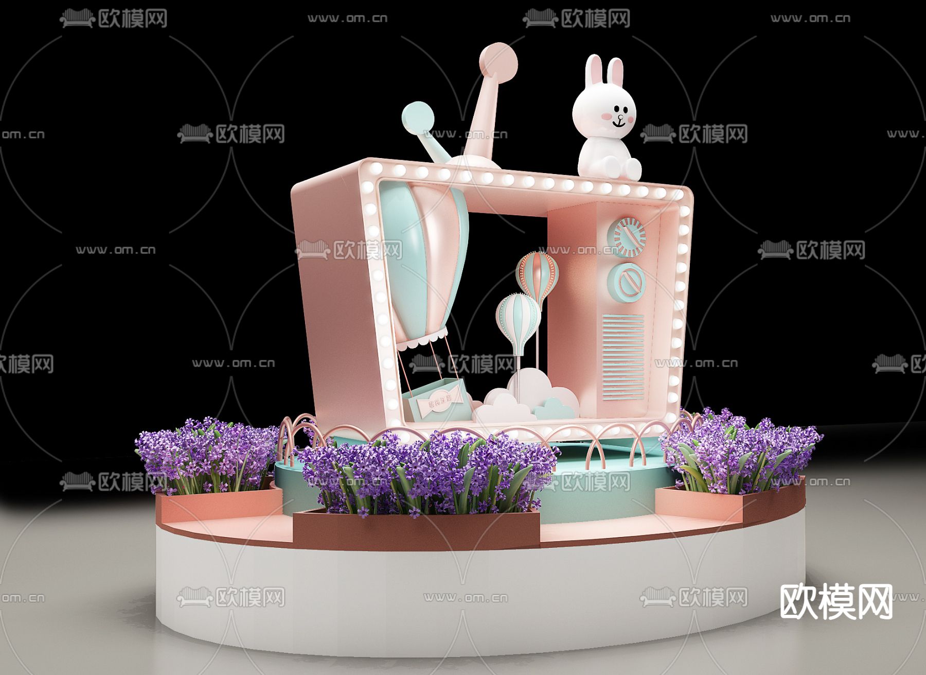 现代公共花坛座椅3d模型下载