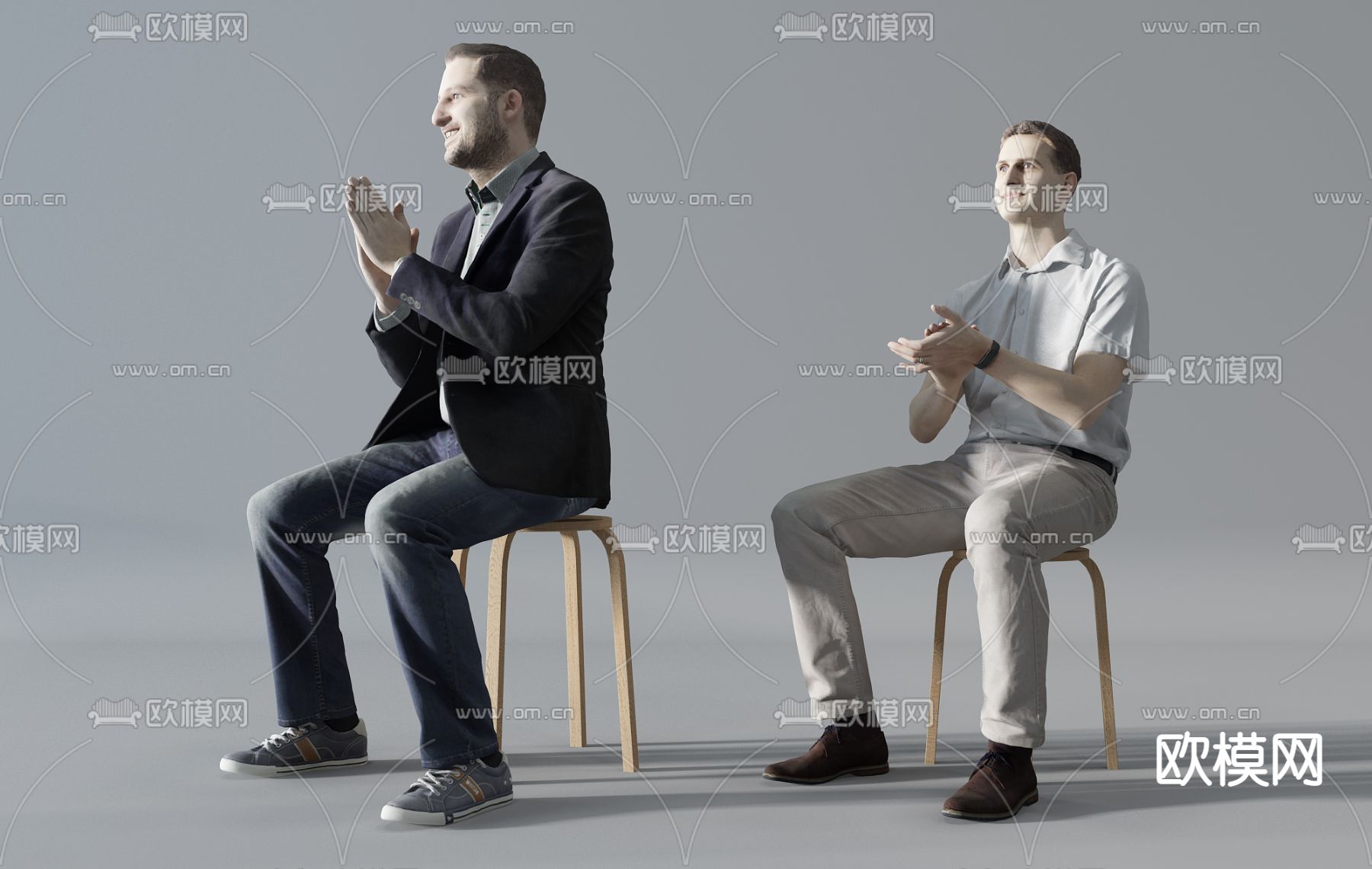 现代坐姿男性人物免费3d模型下载