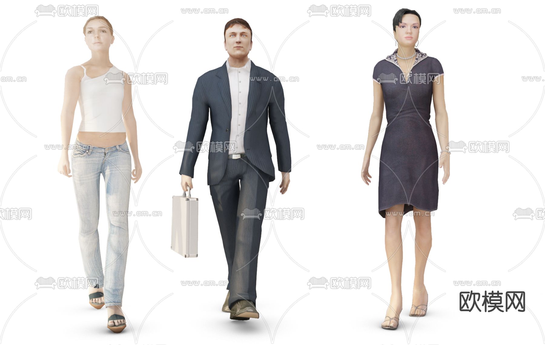 现代办公人物免费3d模型下载