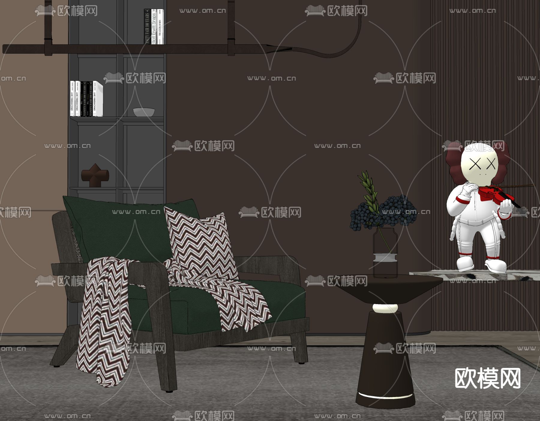 现代轻奢休闲椅su模型下载（渲染图2）