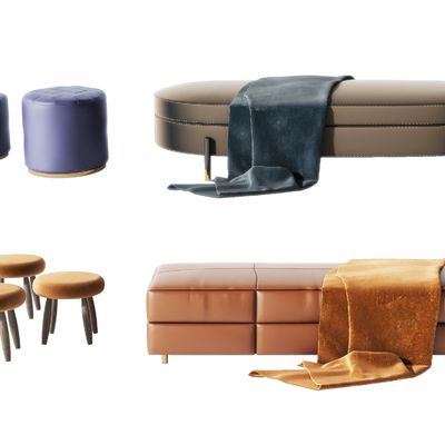  现代沙发凳脚踏su模型 