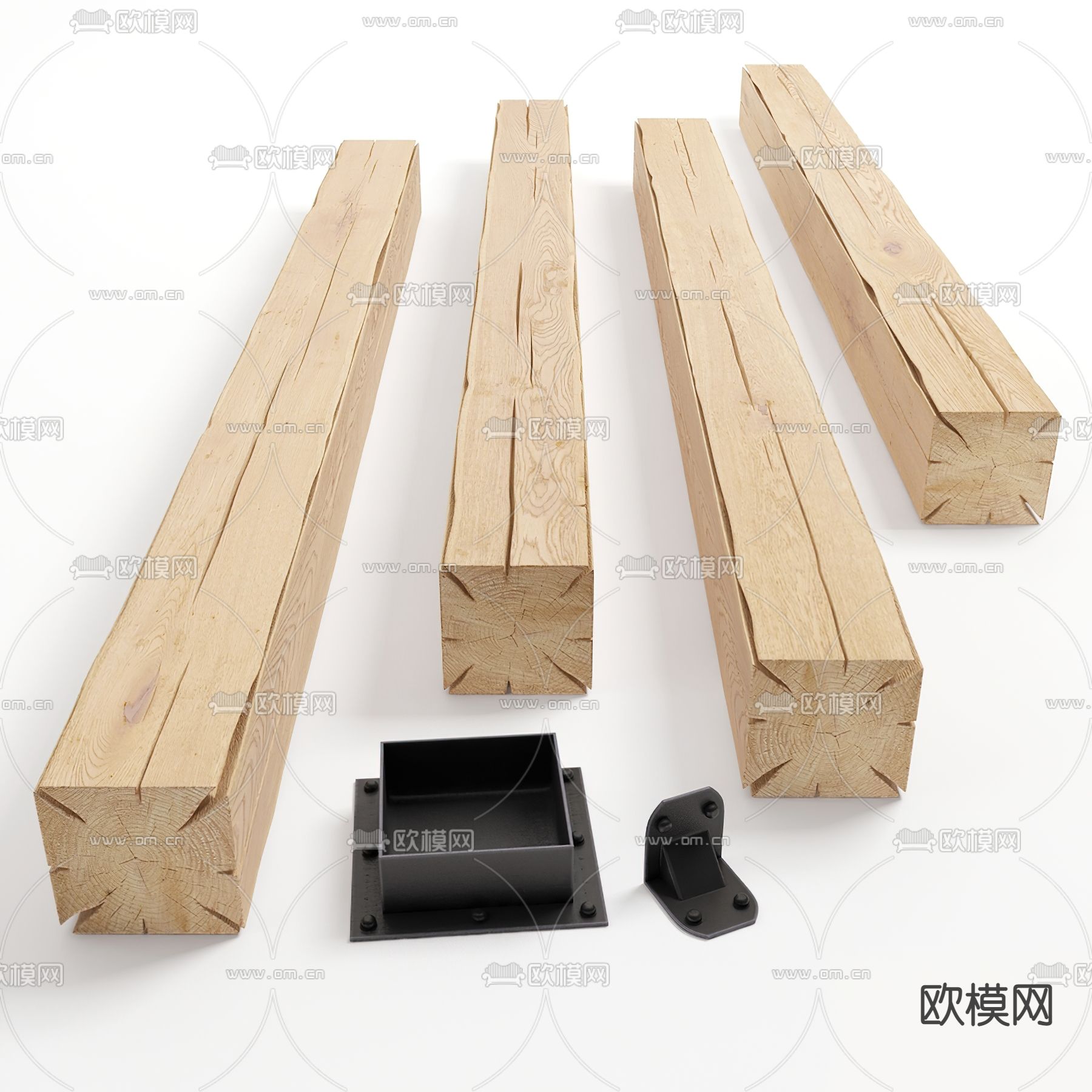 现代实木柱子3d模型下载