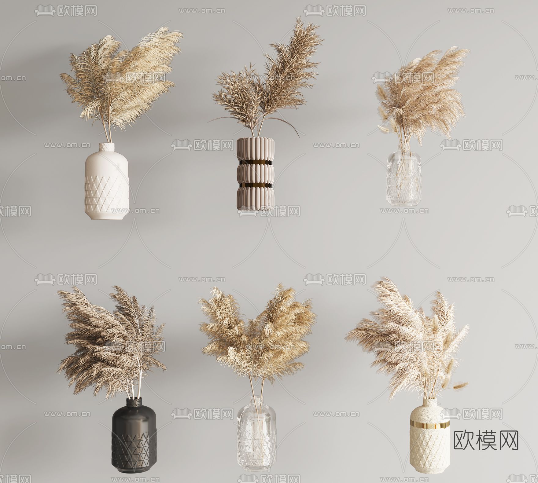 现代干芦苇花瓶3d模型下载
