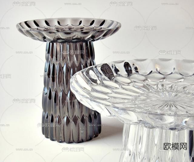 现代轻松玻璃圆几免费3d模型下载