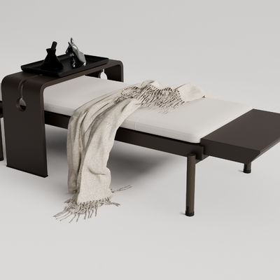  新中式床尾凳脚踏su模型 