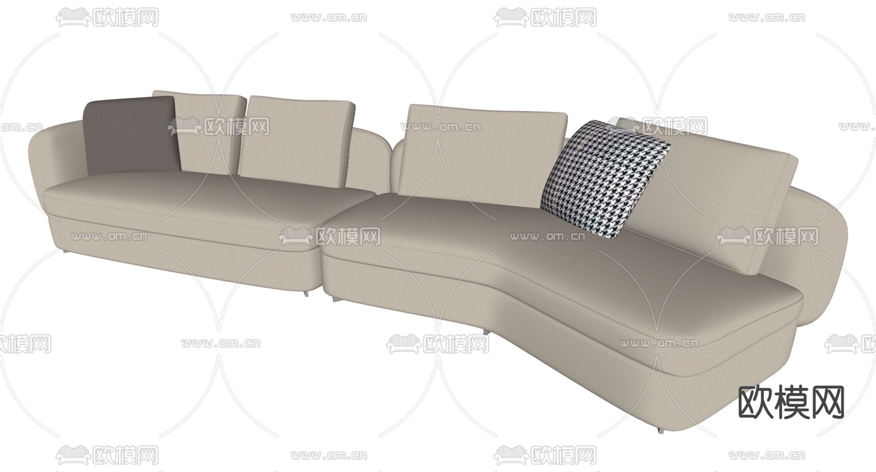 现代多人沙发su模型下载（渲染图3）