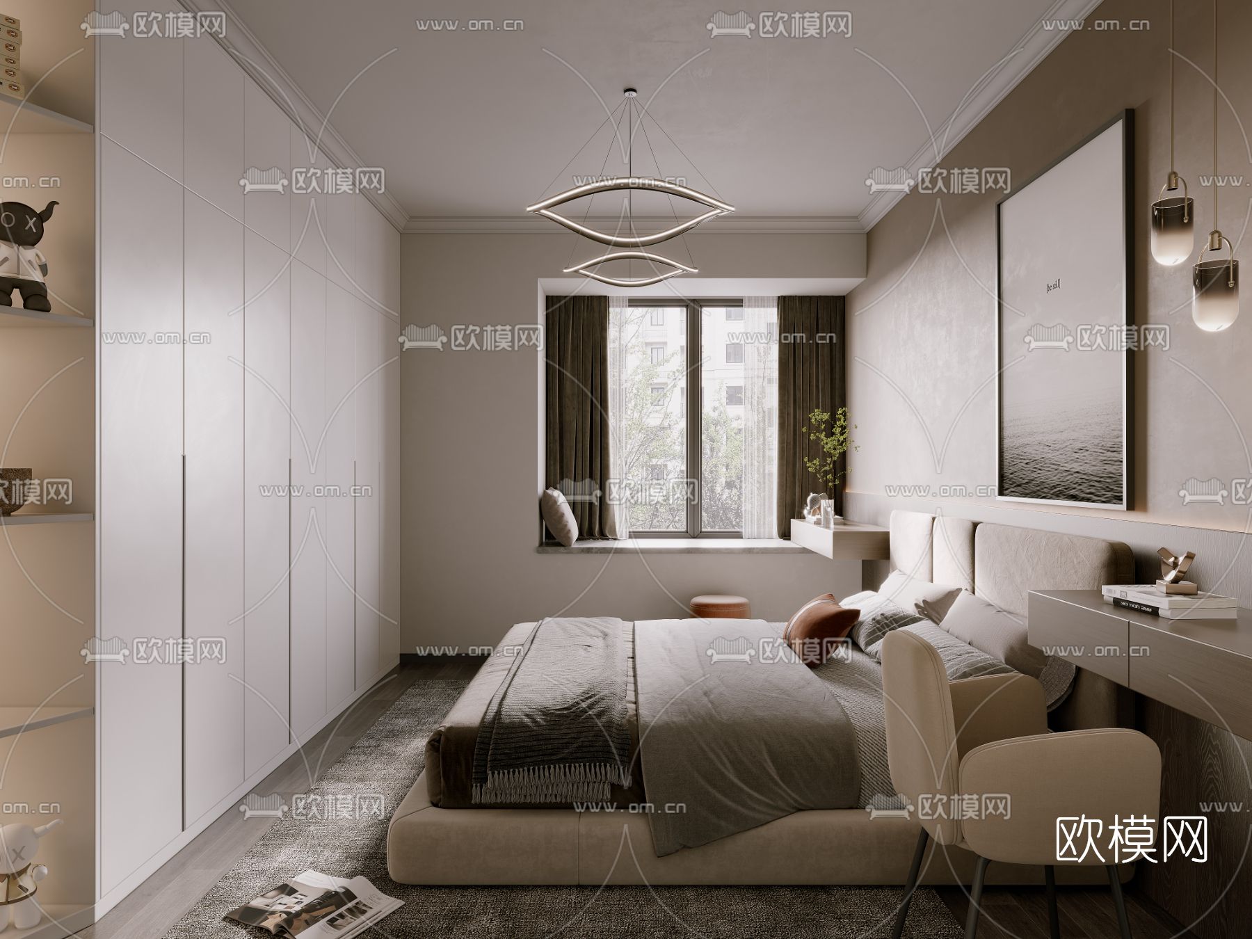 现代卧室免费3d模型下载