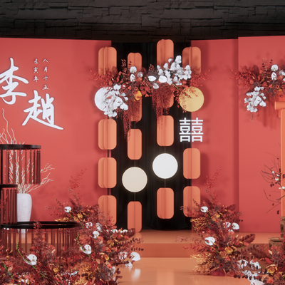  中式婚礼su模型 